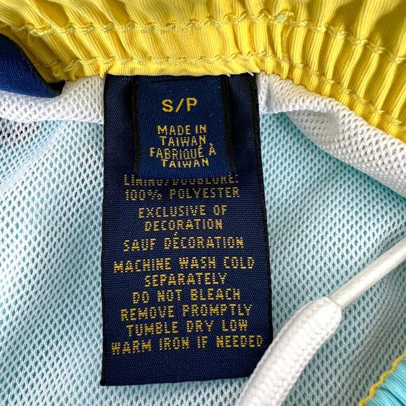 POLO Ralph Lauren Mens Swim Trunks Aqua Yellow Drawstring Mesh Lined Size S - Picture 5 of 10